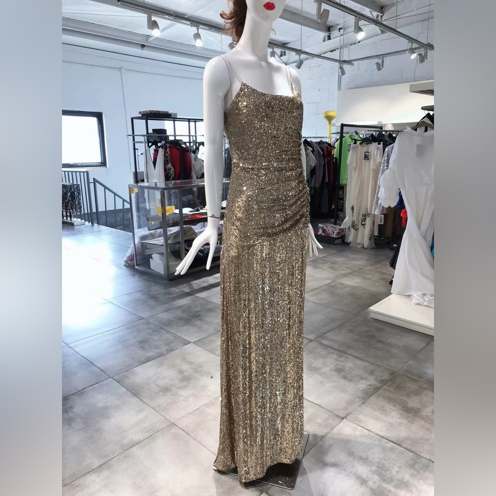 US 8 Dundas Ruched Sequin Gown NWT